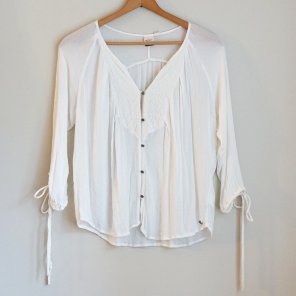 Roxy Tops - Roxy | White Bohemian Peasant Top